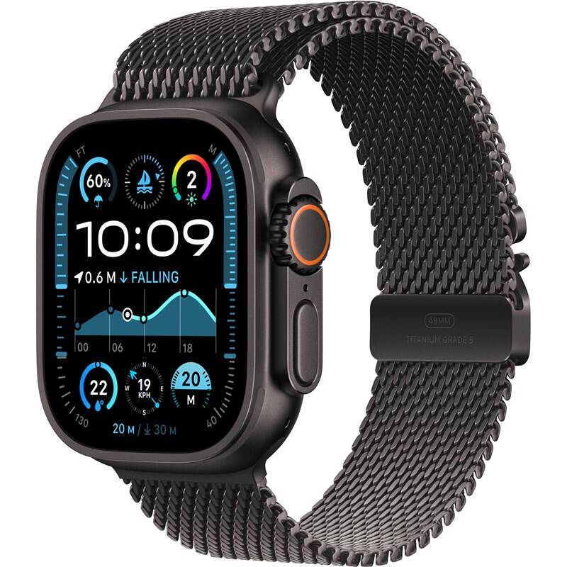 Watch Ultra2 v2 Cellular 49mm Black Titanium Case with Black Titanium Milanese Loop - M
