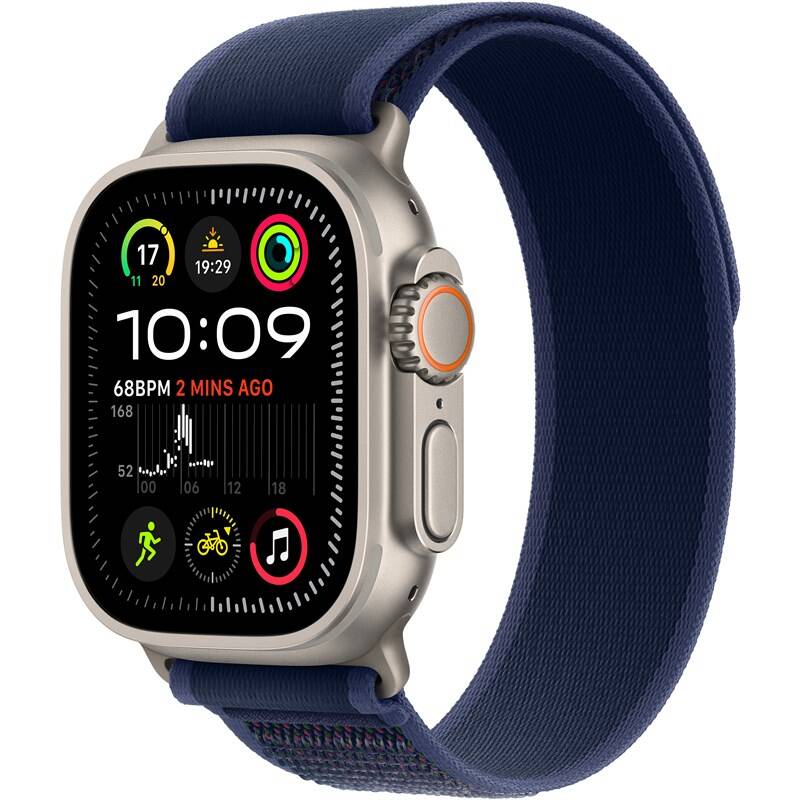 Watch Ultra2 v2 Cellular 49mm Natural Titanium Case with Blue Trail Loop - S:M